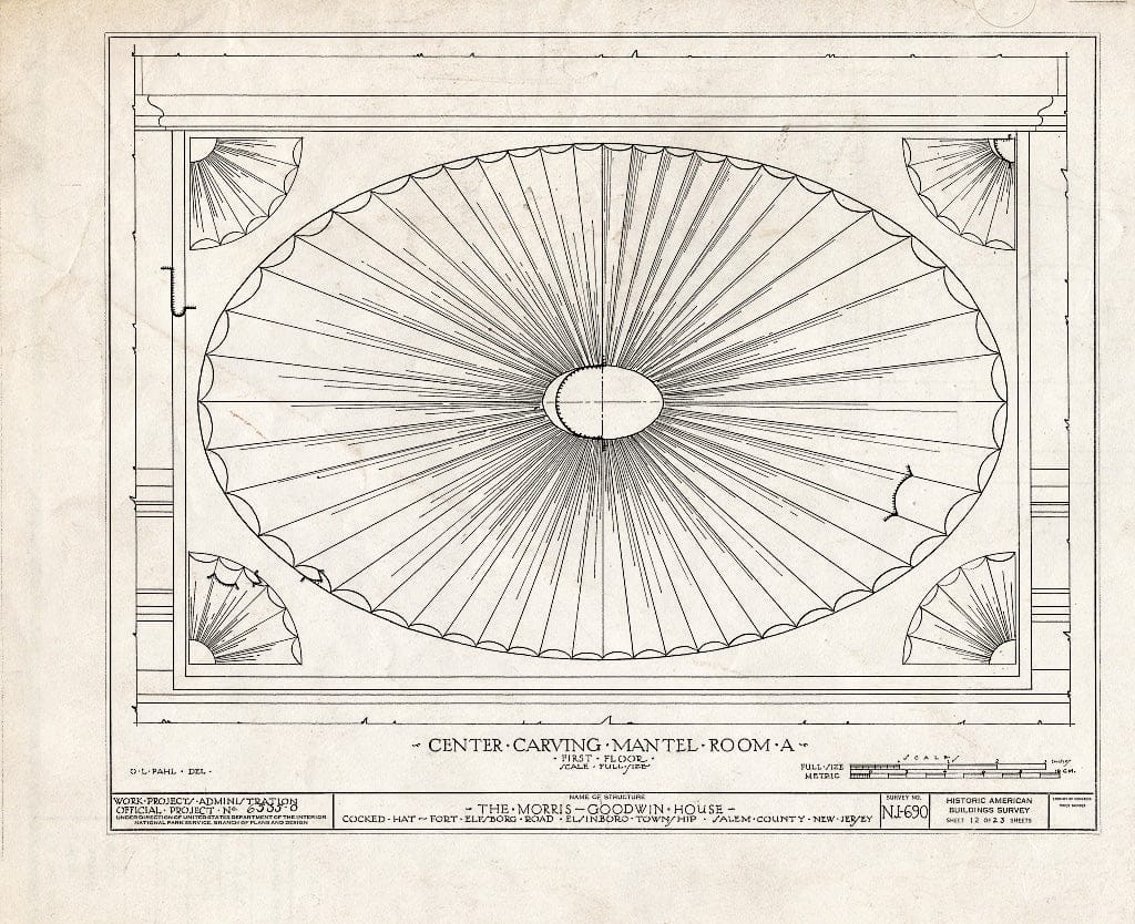 Blueprint HABS NJ,17-SAL.V,6- (Sheet 12 of 23) - Morris-Goodwin House, Fort Elfsboro Road, Salem, Salem County, NJ