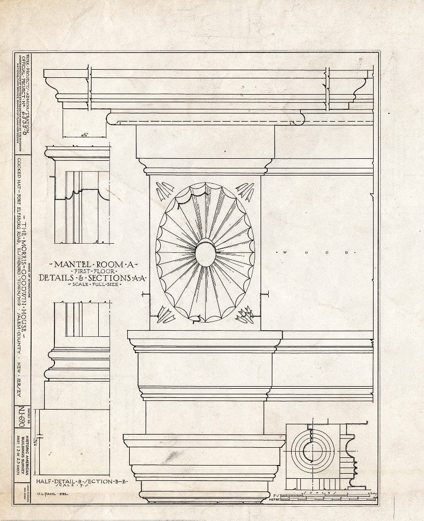 Blueprint HABS NJ,17-SAL.V,6- (Sheet 13 of 23) - Morris-Goodwin House, Fort Elfsboro Road, Salem, Salem County, NJ