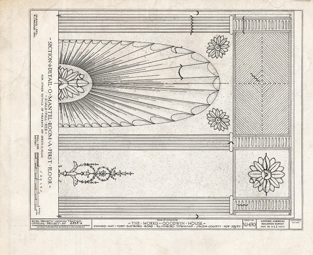 Blueprint HABS NJ,17-SAL.V,6- (Sheet 14 of 23) - Morris-Goodwin House, Fort Elfsboro Road, Salem, Salem County, NJ