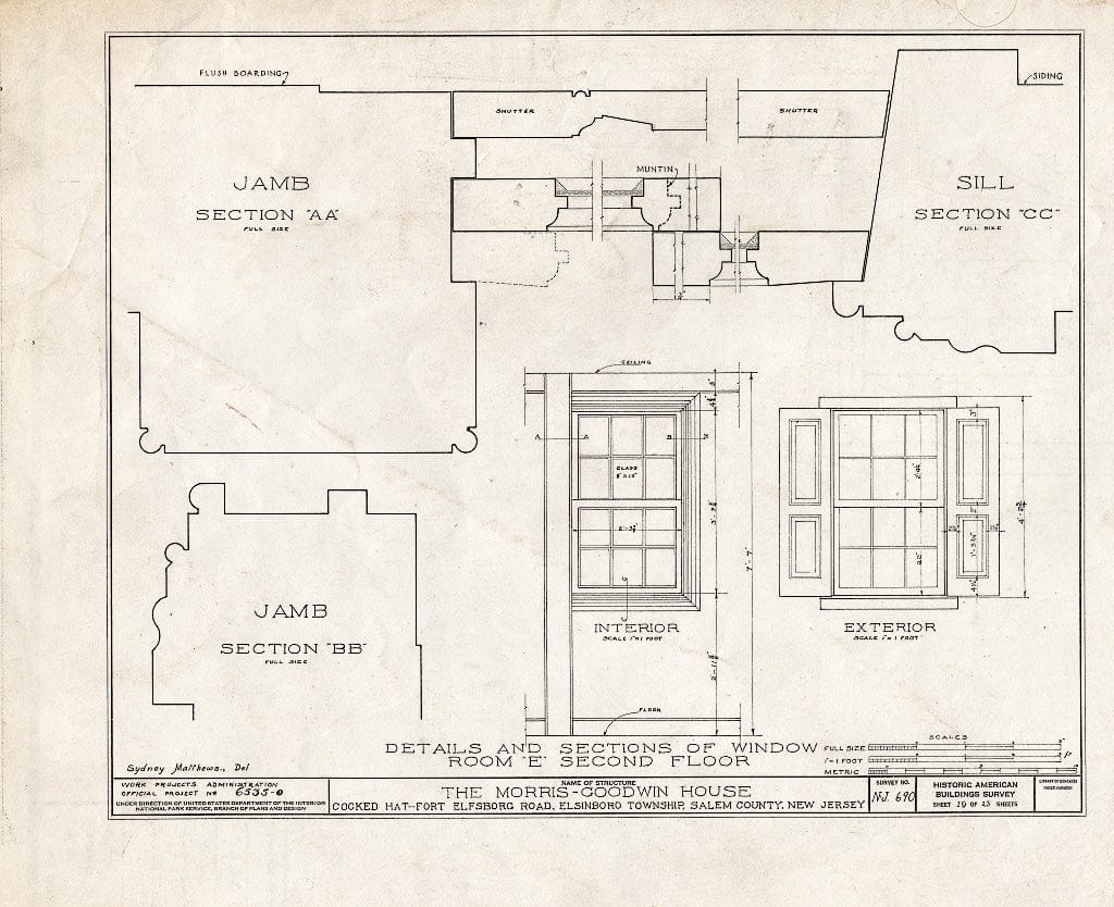 Blueprint HABS NJ,17-SAL.V,6- (Sheet 19 of 23) - Morris-Goodwin House, Fort Elfsboro Road, Salem, Salem County, NJ