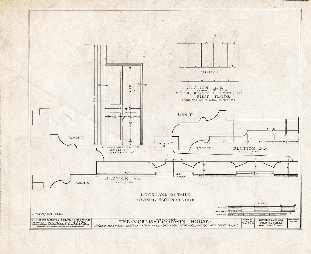 Blueprint HABS NJ,17-SAL.V,6- (Sheet 21 of 23) - Morris-Goodwin House, Fort Elfsboro Road, Salem, Salem County, NJ