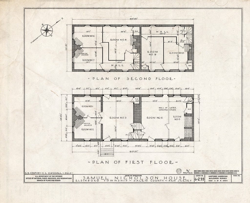 Blueprint HABS NJ,17-SAL.V,2- (Sheet 3 of 8) - Samuel Nicholson House, Oakwood Beach Road, Salem, Salem County, NJ