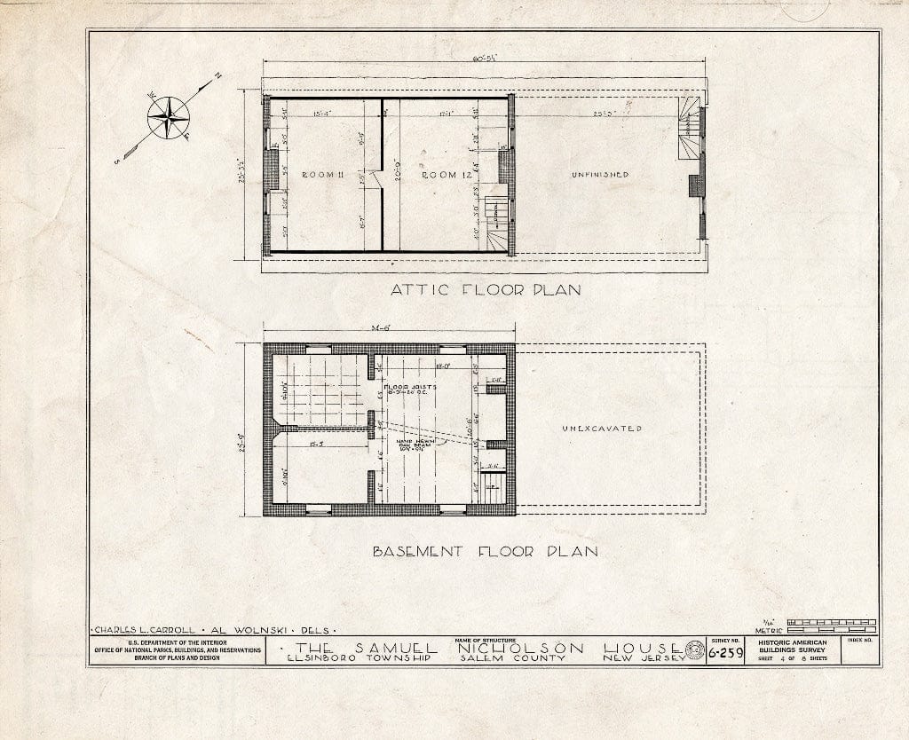 Blueprint HABS NJ,17-SAL.V,2- (Sheet 4 of 8) - Samuel Nicholson House, Oakwood Beach Road, Salem, Salem County, NJ