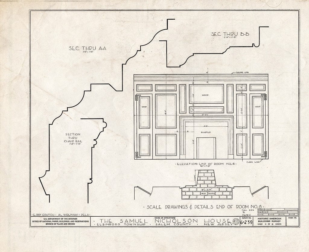 Blueprint HABS NJ,17-SAL.V,2- (Sheet 6 of 8) - Samuel Nicholson House, Oakwood Beach Road, Salem, Salem County, NJ