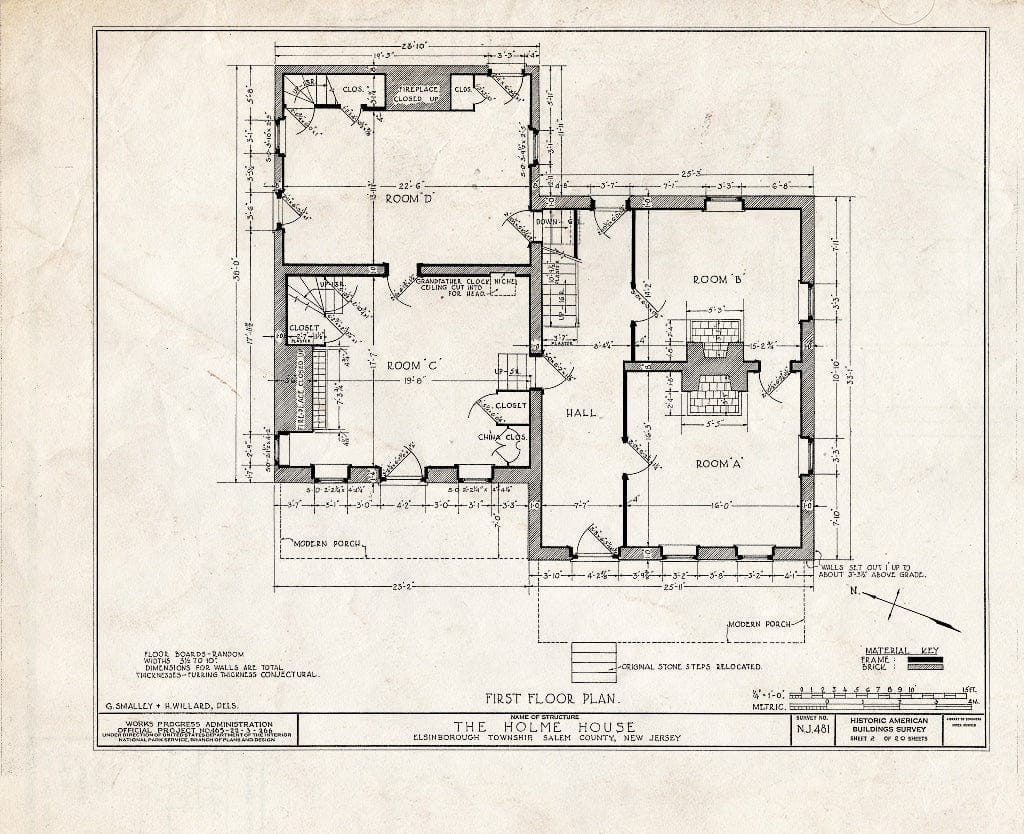 Blueprint HABS NJ,17-SAL.V,5- (Sheet 2 of 20) - Benjamin Holmes House, Salem, Salem County, NJ
