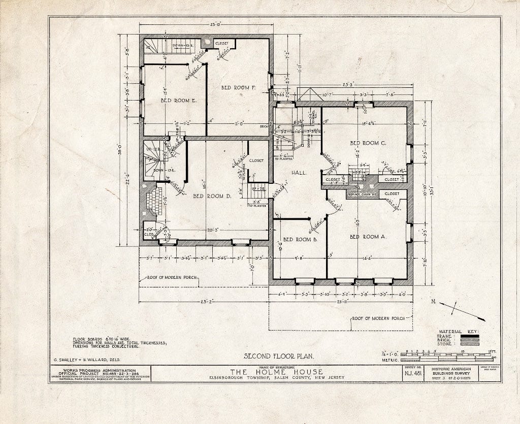 Blueprint HABS NJ,17-SAL.V,5- (Sheet 3 of 20) - Benjamin Holmes House, Salem, Salem County, NJ