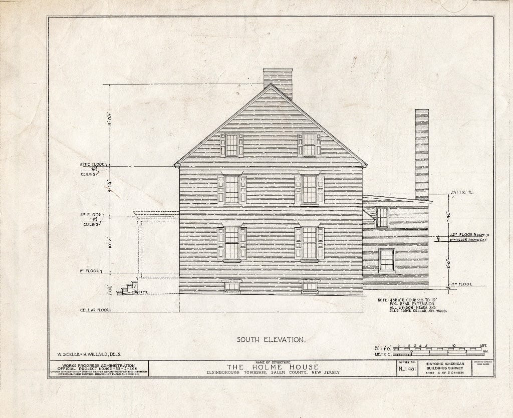 Blueprint HABS NJ,17-SAL.V,5- (Sheet 6 of 20) - Benjamin Holmes House, Salem, Salem County, NJ