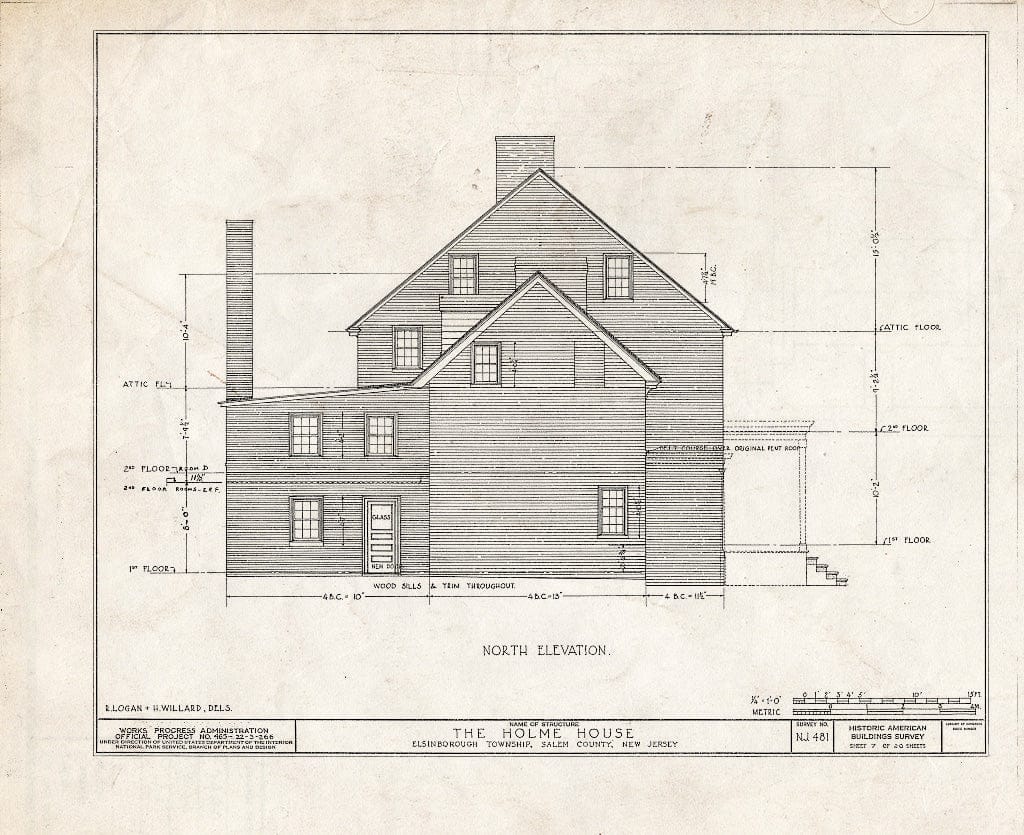Blueprint HABS NJ,17-SAL.V,5- (Sheet 7 of 20) - Benjamin Holmes House, Salem, Salem County, NJ