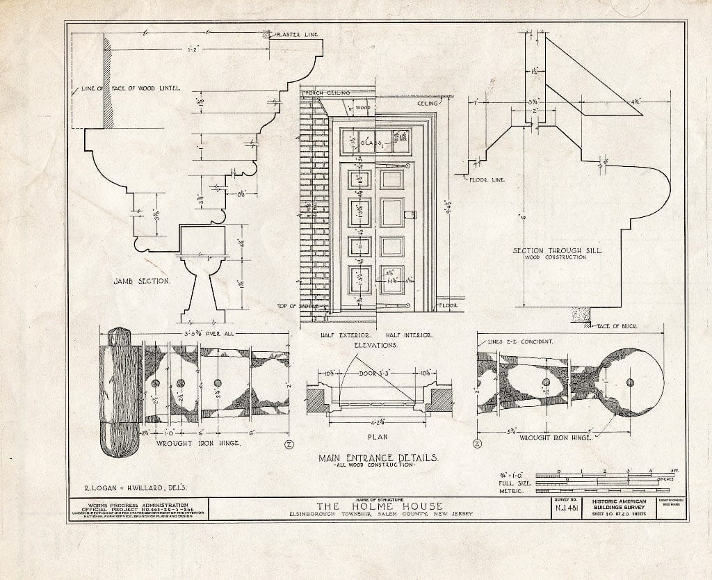 Blueprint HABS NJ,17-SAL.V,5- (Sheet 10 of 20) - Benjamin Holmes House, Salem, Salem County, NJ