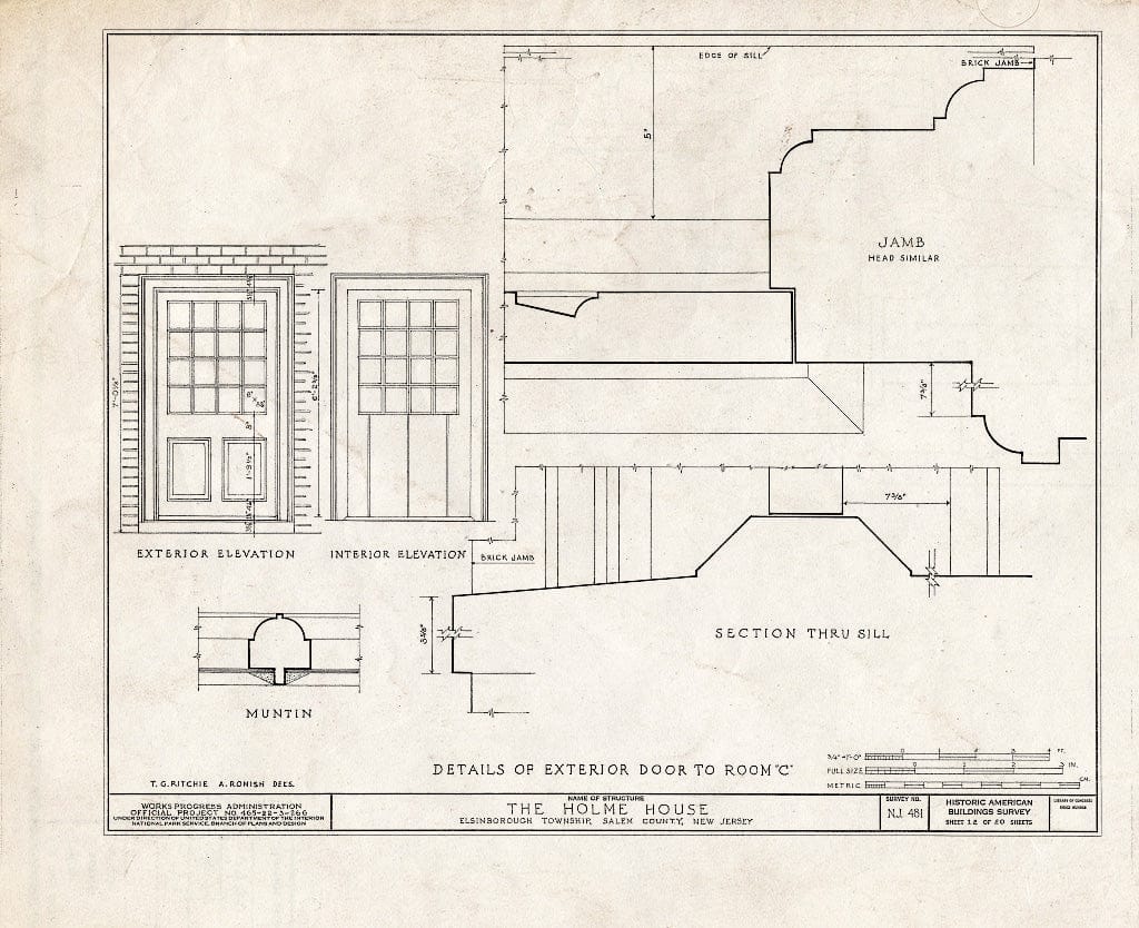 Blueprint HABS NJ,17-SAL.V,5- (Sheet 12 of 20) - Benjamin Holmes House, Salem, Salem County, NJ