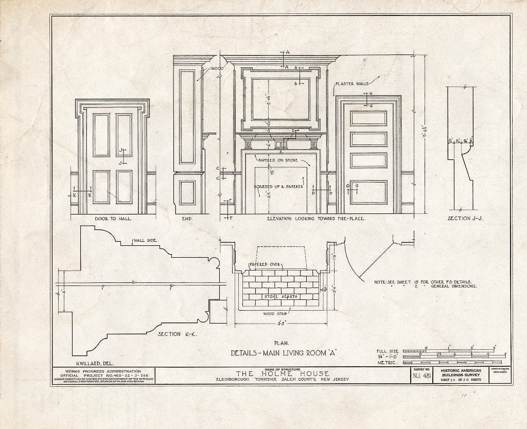 Blueprint HABS NJ,17-SAL.V,5- (Sheet 14 of 20) - Benjamin Holmes House, Salem, Salem County, NJ