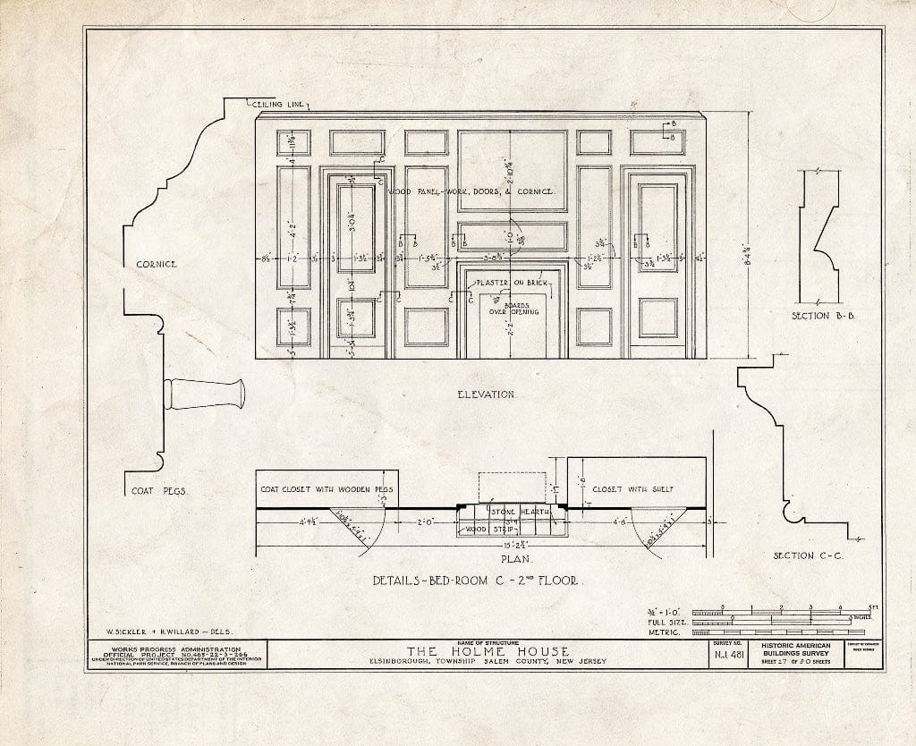 Blueprint HABS NJ,17-SAL.V,5- (Sheet 17 of 20) - Benjamin Holmes House, Salem, Salem County, NJ