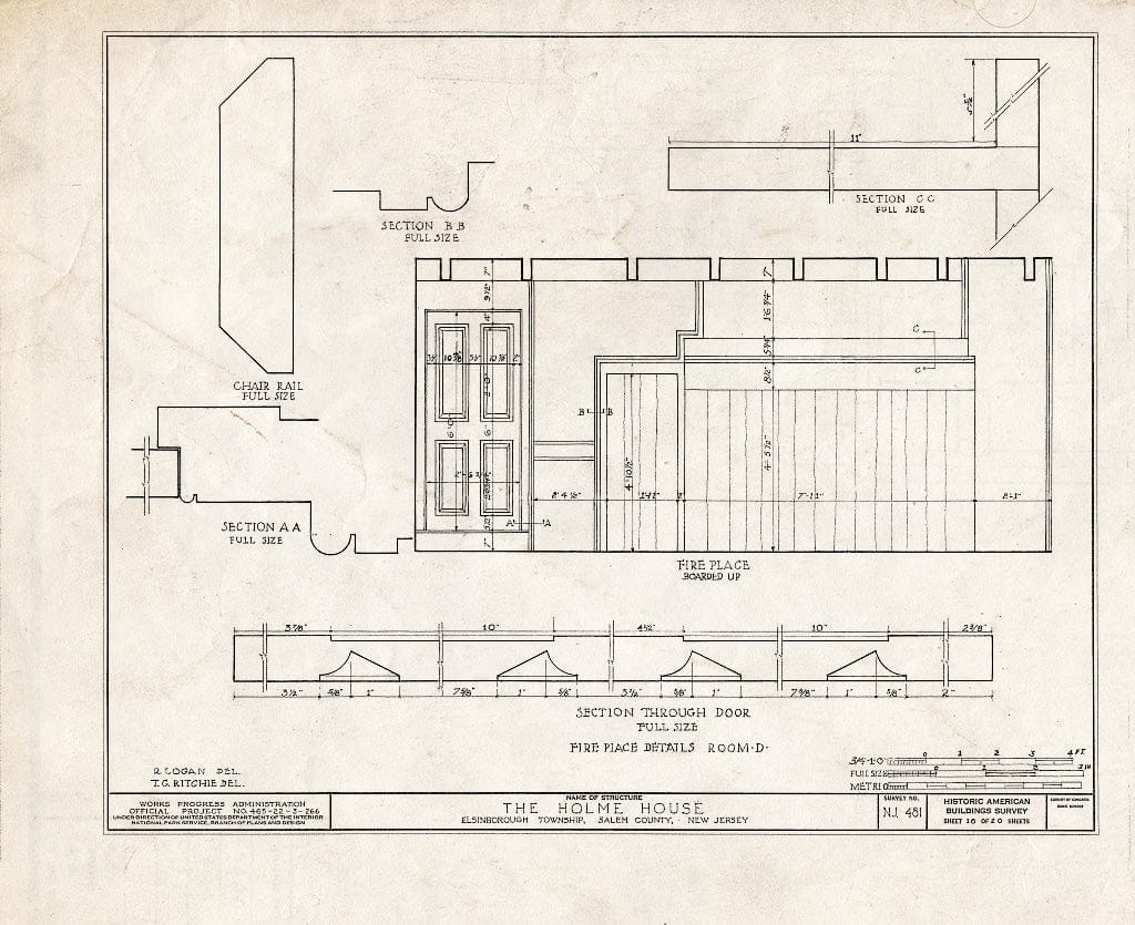 Blueprint HABS NJ,17-SAL.V,5- (Sheet 18 of 20) - Benjamin Holmes House, Salem, Salem County, NJ
