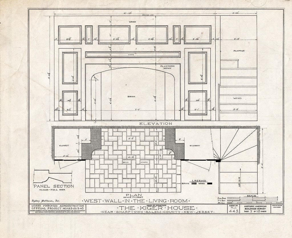 Blueprint HABS NJ,17-Sharp.V,1- (Sheet 7 of 10) - Robinson-Kiger House, Sharptown, Salem County, NJ
