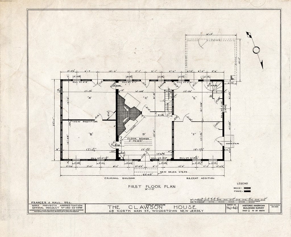 Blueprint HABS NJ,17-WOOTO,1- (Sheet 2 of 18) - Clawson House, 68 North Main Street, Woodstown, Salem County, NJ