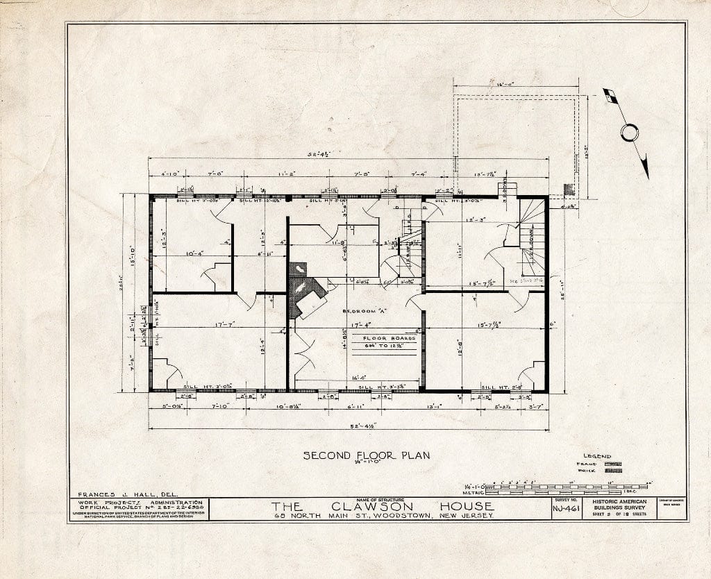 Blueprint HABS NJ,17-WOOTO,1- (Sheet 3 of 18) - Clawson House, 68 North Main Street, Woodstown, Salem County, NJ