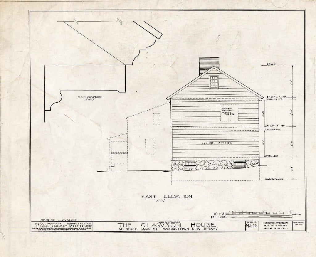 Blueprint HABS NJ,17-WOOTO,1- (Sheet 6 of 18) - Clawson House, 68 North Main Street, Woodstown, Salem County, NJ