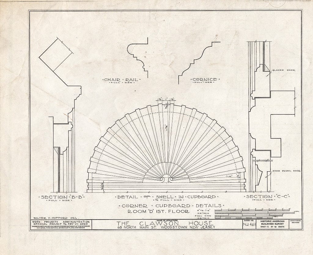 Blueprint HABS NJ,17-WOOTO,1- (Sheet 12 of 18) - Clawson House, 68 North Main Street, Woodstown, Salem County, NJ