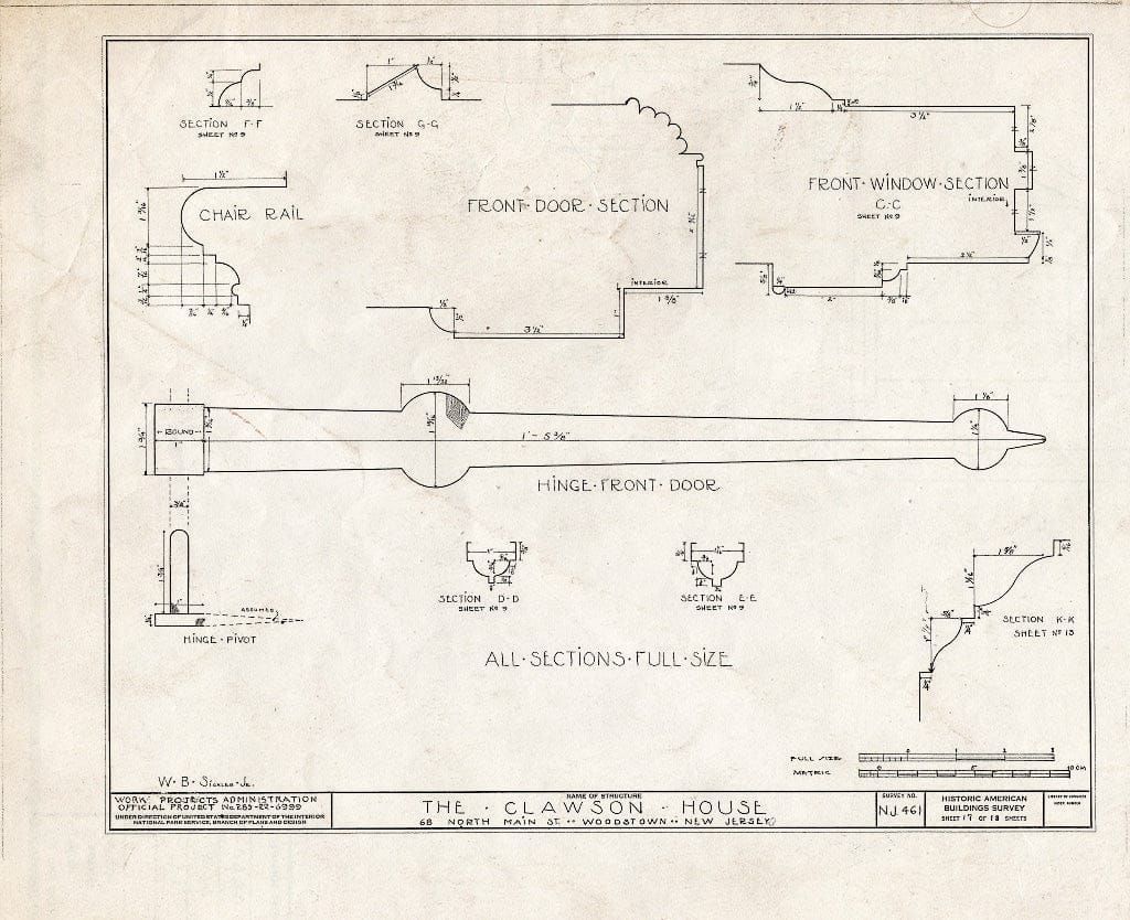 Blueprint HABS NJ,17-WOOTO,1- (Sheet 17 of 18) - Clawson House, 68 North Main Street, Woodstown, Salem County, NJ