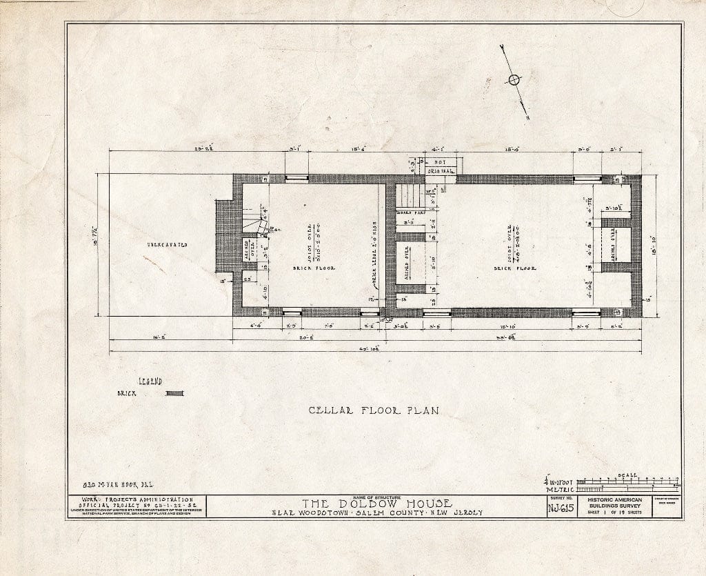 Blueprint HABS NJ,17-WOOTO.V,4- (Sheet 1 of 19) - Dolbow House, Compromise Road, Woodstown, Salem County, NJ
