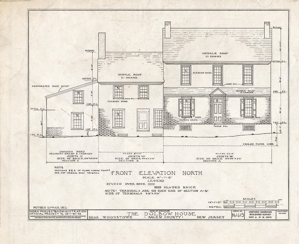 Blueprint HABS NJ,17-WOOTO.V,4- (Sheet 6 of 19) - Dolbow House, Compromise Road, Woodstown, Salem County, NJ
