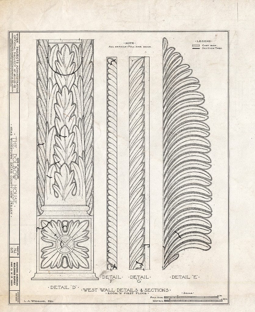 Blueprint HABS NJ,17-WOOTO.V,4- (Sheet 10 of 19) - Dolbow House, Compromise Road, Woodstown, Salem County, NJ