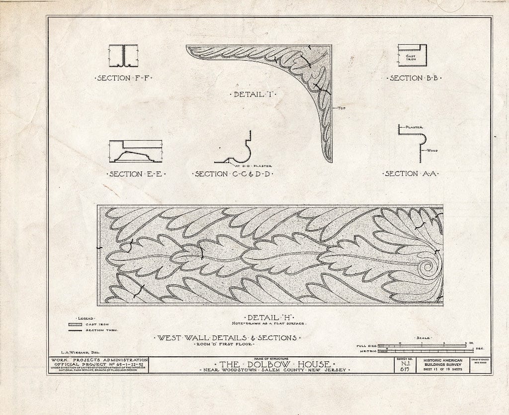 Blueprint HABS NJ,17-WOOTO.V,4- (Sheet 11 of 19) - Dolbow House, Compromise Road, Woodstown, Salem County, NJ