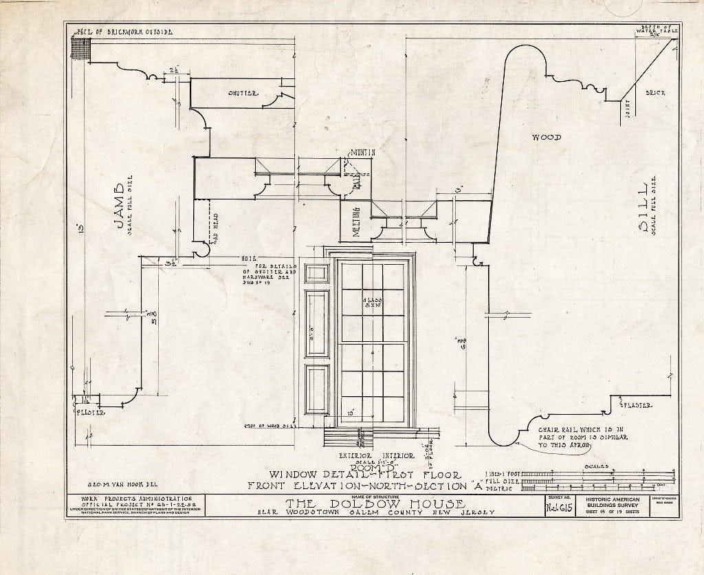 Blueprint HABS NJ,17-WOOTO.V,4- (Sheet 15 of 19) - Dolbow House, Compromise Road, Woodstown, Salem County, NJ