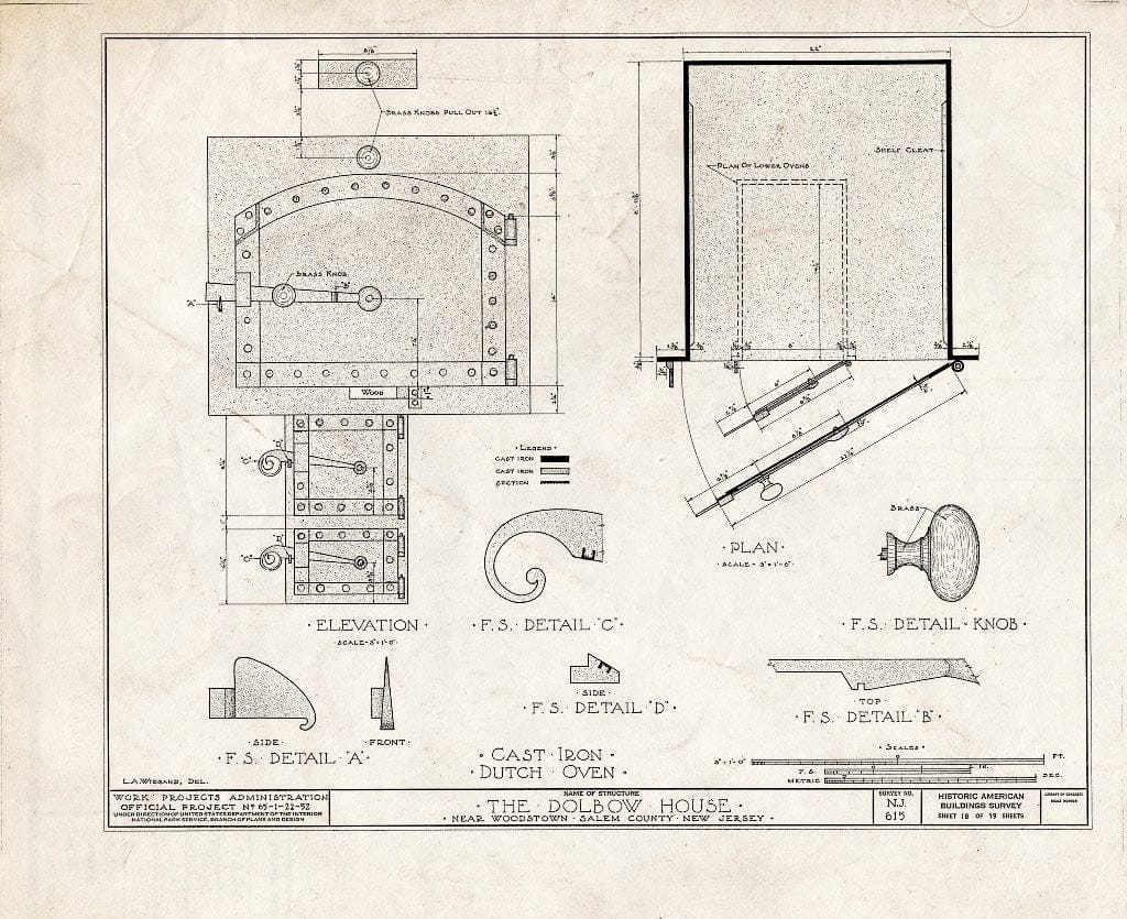 Blueprint HABS NJ,17-WOOTO.V,4- (Sheet 18 of 19) - Dolbow House, Compromise Road, Woodstown, Salem County, NJ