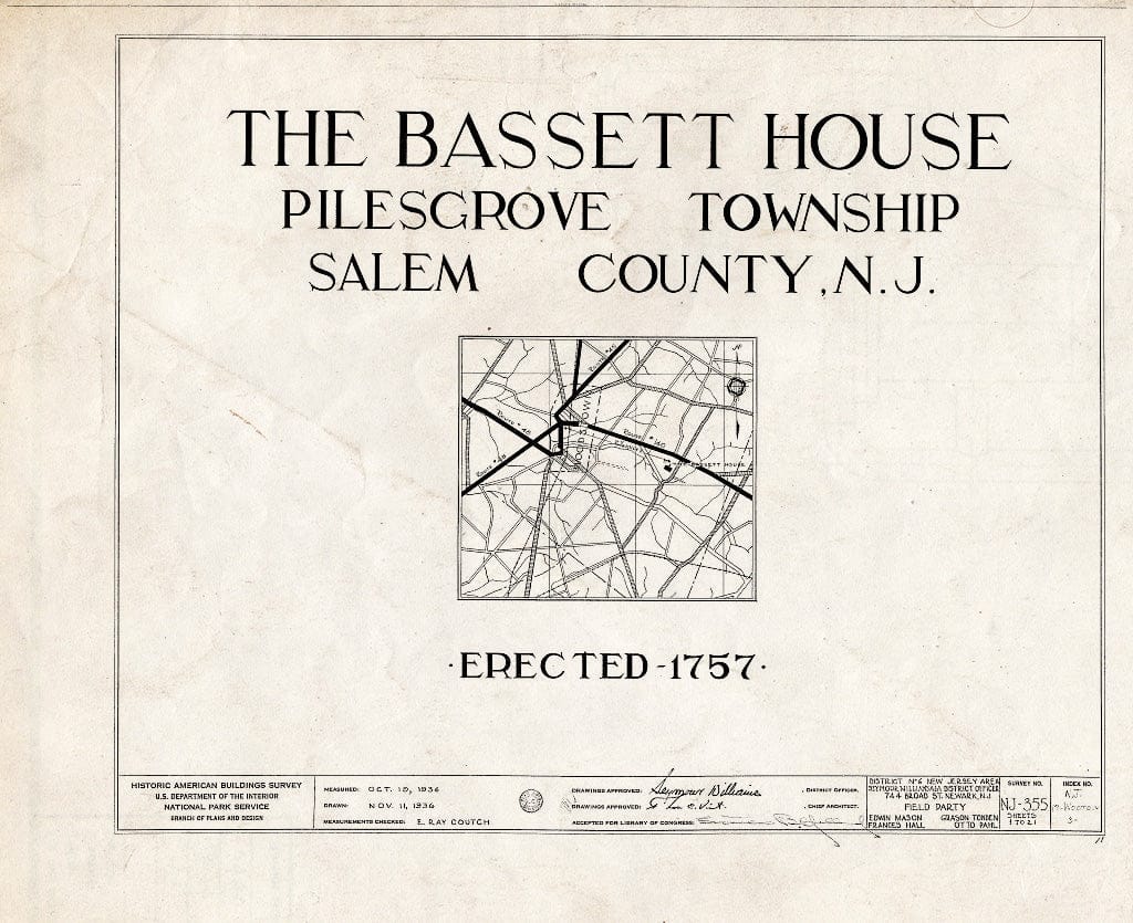 Blueprint HABS NJ,17-WOOTO.V,3- (Sheet 0 of 21) - Samuel & Anne Bassett House, Woodstown, Salem County, NJ