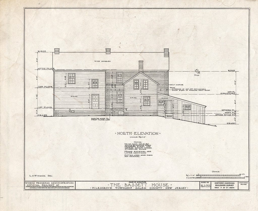 Blueprint HABS NJ,17-WOOTO.V,3- (Sheet 3 of 21) - Samuel & Anne Bassett House, Woodstown, Salem County, NJ