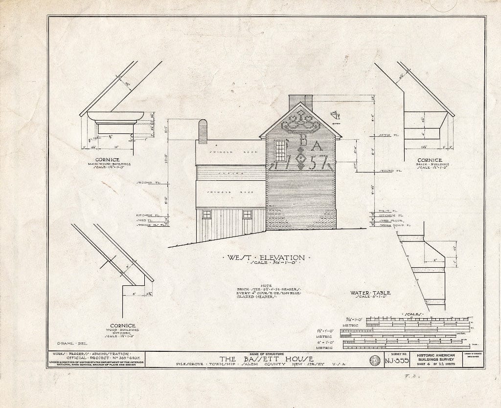 Blueprint HABS NJ,17-WOOTO.V,3- (Sheet 4 of 21) - Samuel & Anne Bassett House, Woodstown, Salem County, NJ