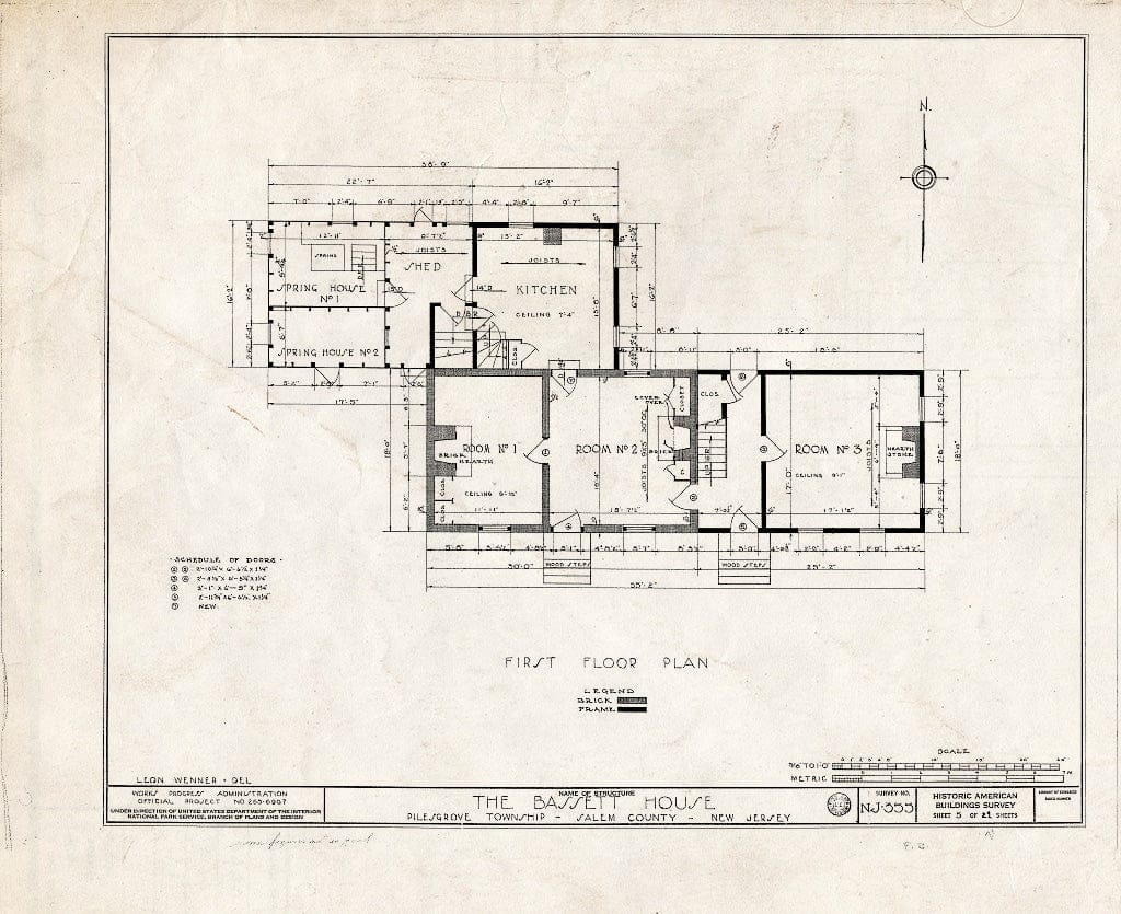 Blueprint HABS NJ,17-WOOTO.V,3- (Sheet 5 of 21) - Samuel & Anne Bassett House, Woodstown, Salem County, NJ