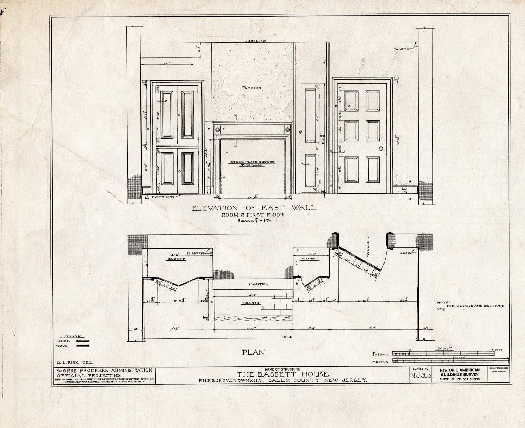 Blueprint HABS NJ,17-WOOTO.V,3- (Sheet 9 of 21) - Samuel & Anne Bassett House, Woodstown, Salem County, NJ