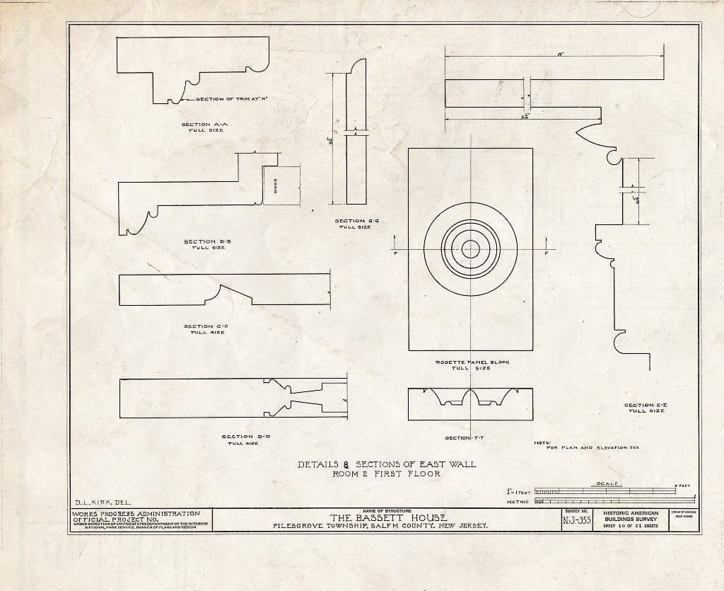 Blueprint HABS NJ,17-WOOTO.V,3- (Sheet 10 of 21) - Samuel & Anne Bassett House, Woodstown, Salem County, NJ