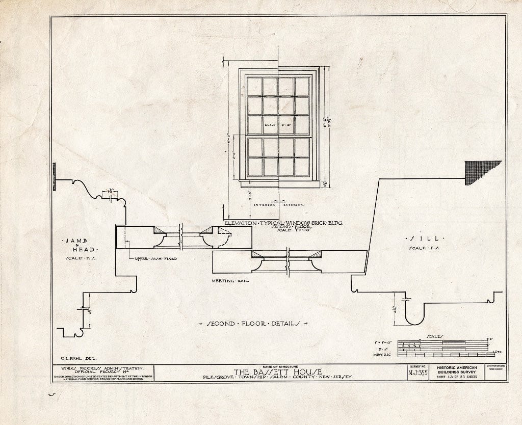 Blueprint HABS NJ,17-WOOTO.V,3- (Sheet 13 of 21) - Samuel & Anne Bassett House, Woodstown, Salem County, NJ