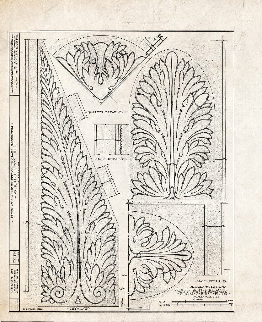Blueprint HABS NJ,17-WOOTO.V,3- (Sheet 16 of 21) - Samuel & Anne Bassett House, Woodstown, Salem County, NJ