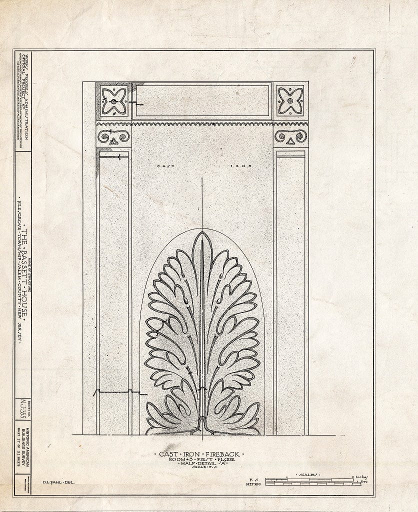 Blueprint HABS NJ,17-WOOTO.V,3- (Sheet 17 of 21) - Samuel & Anne Bassett House, Woodstown, Salem County, NJ