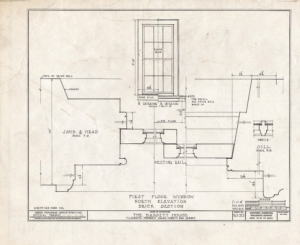 Blueprint HABS NJ,17-WOOTO.V,3- (Sheet 21 of 21) - Samuel & Anne Bassett House, Woodstown, Salem County, NJ
