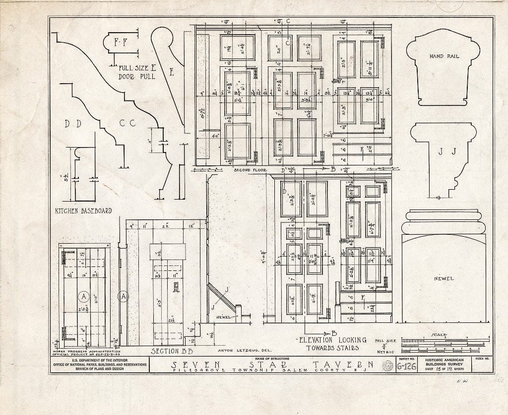 Blueprint HABS NJ,17-WOOTO.V,1- (Sheet 15 of 19) - Seven Star Tavern, Woodstown, Salem County, NJ