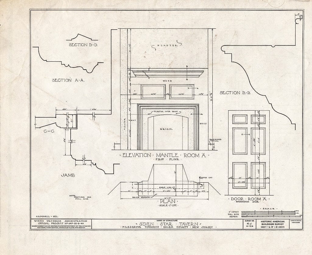 Blueprint HABS NJ,17-WOOTO.V,1- (Sheet 16 of 19) - Seven Star Tavern, Woodstown, Salem County, NJ