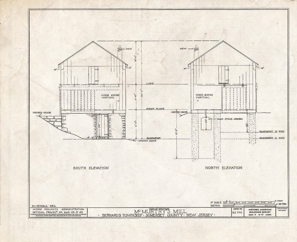 Blueprint HABS NJ,18-,2- (Sheet 4 of 10) - McMurtry's Saw Mill, Hardscrabble Road, Basking Ridge, Somerset County, NJ