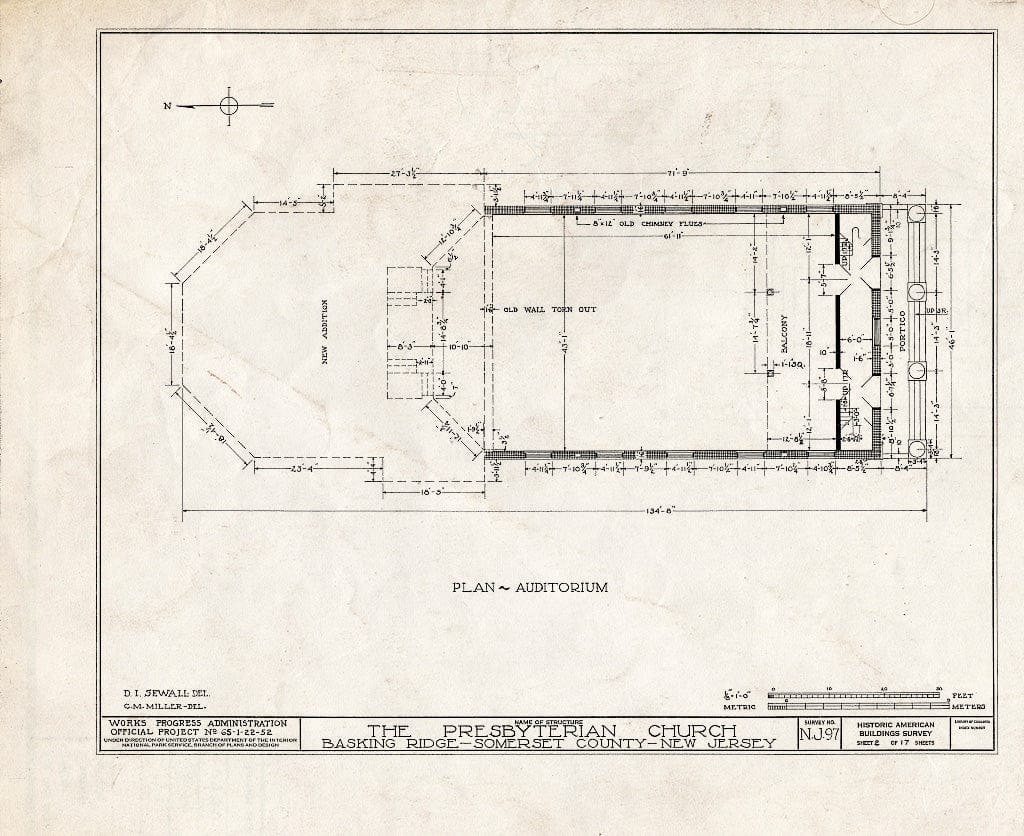 Blueprint HABS NJ,18-BASK,1- (Sheet 2 of 17) - Presbyterian Church, Finley Avenue, Basking Ridge, Somerset County, NJ