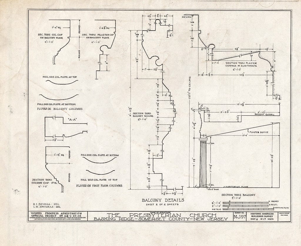 Blueprint HABS NJ,18-BASK,1- (Sheet 8 of 17) - Presbyterian Church, Finley Avenue, Basking Ridge, Somerset County, NJ