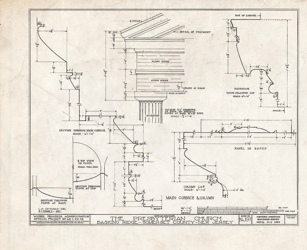 Blueprint HABS NJ,18-BASK,1- (Sheet 12 of 17) - Presbyterian Church, Finley Avenue, Basking Ridge, Somerset County, NJ