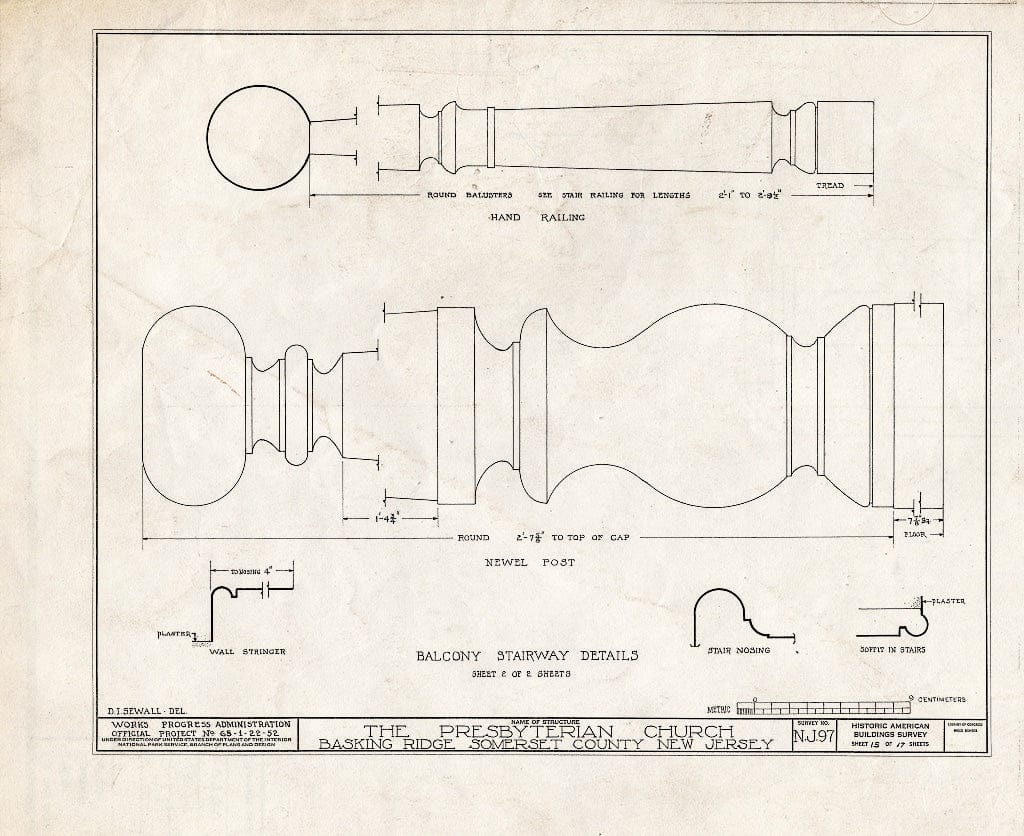 Blueprint HABS NJ,18-BASK,1- (Sheet 15 of 17) - Presbyterian Church, Finley Avenue, Basking Ridge, Somerset County, NJ