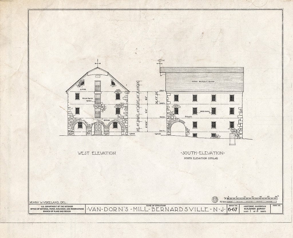 Blueprint HABS NJ,18-BERVI,1- (Sheet 1 of 5) - Van Doren's Mill, Bernardsville, Somerset County, NJ