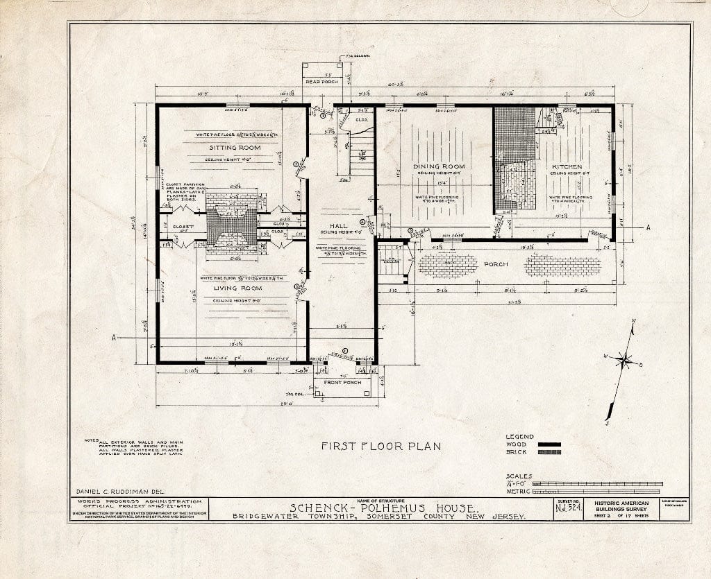 Blueprint HABS NJ,18-BOUB.V,3- (Sheet 2 of 17) - Schenck-Polhemus House, Easton Turnpike Road, Bound Brook, Somerset County, NJ