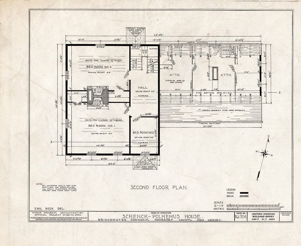 Blueprint HABS NJ,18-BOUB.V,3- (Sheet 3 of 17) - Schenck-Polhemus House, Easton Turnpike Road, Bound Brook, Somerset County, NJ