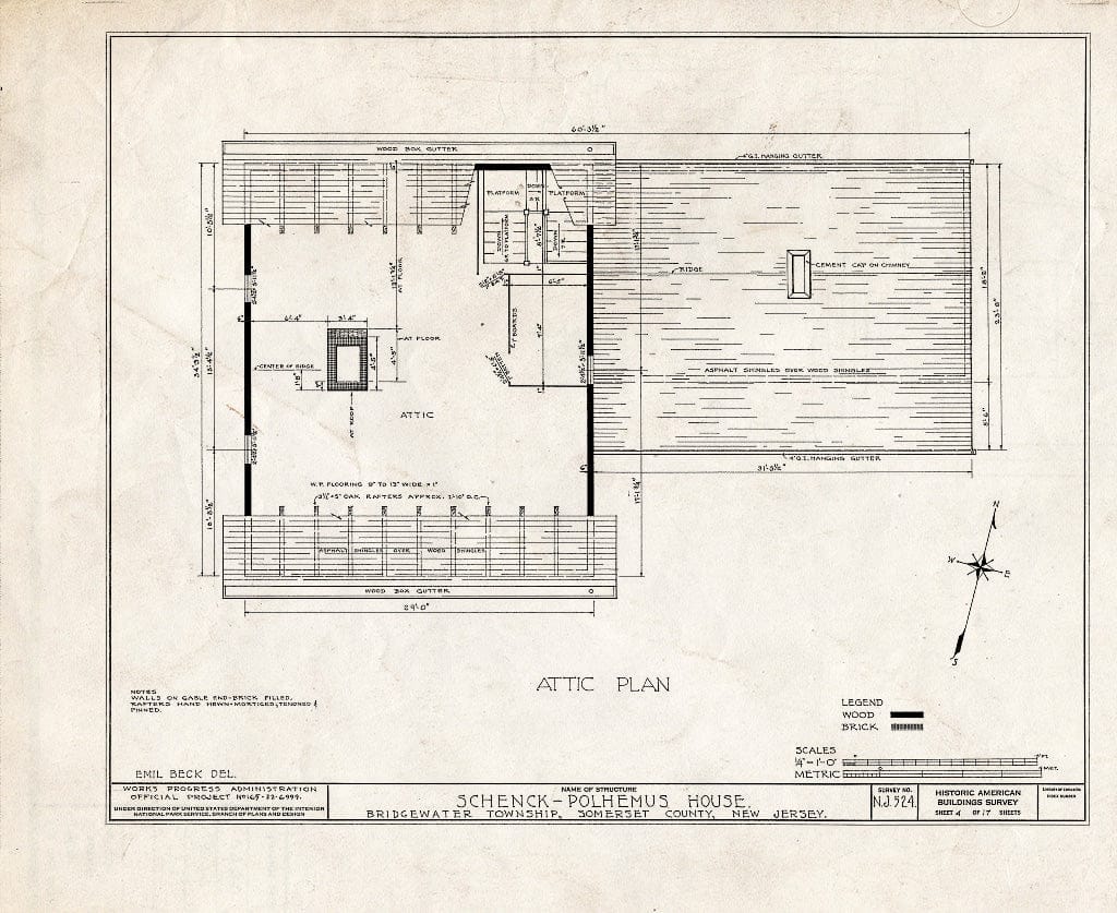 Blueprint HABS NJ,18-BOUB.V,3- (Sheet 4 of 17) - Schenck-Polhemus House, Easton Turnpike Road, Bound Brook, Somerset County, NJ